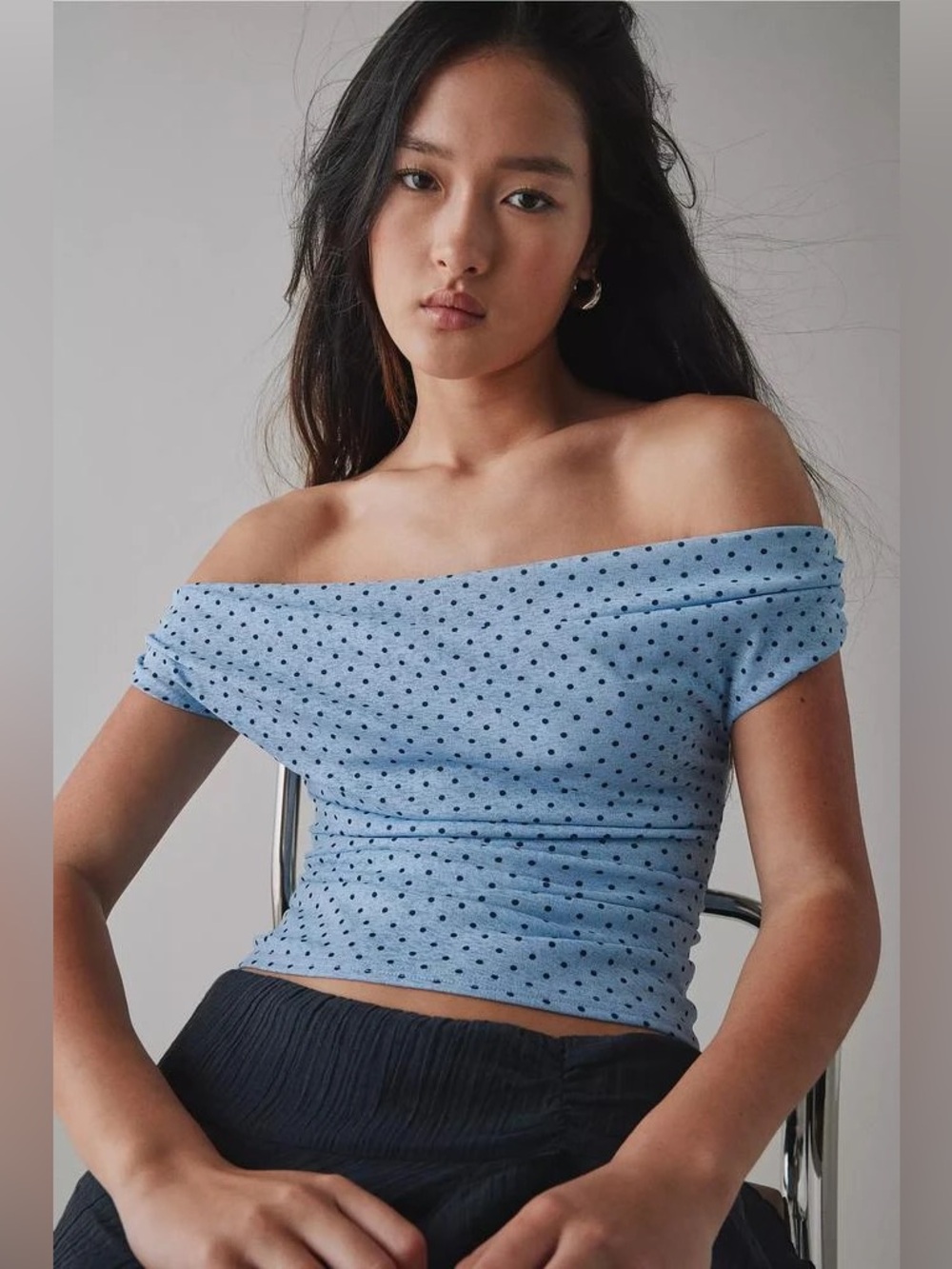 UO Fia mesh off-the-shoulder crop top